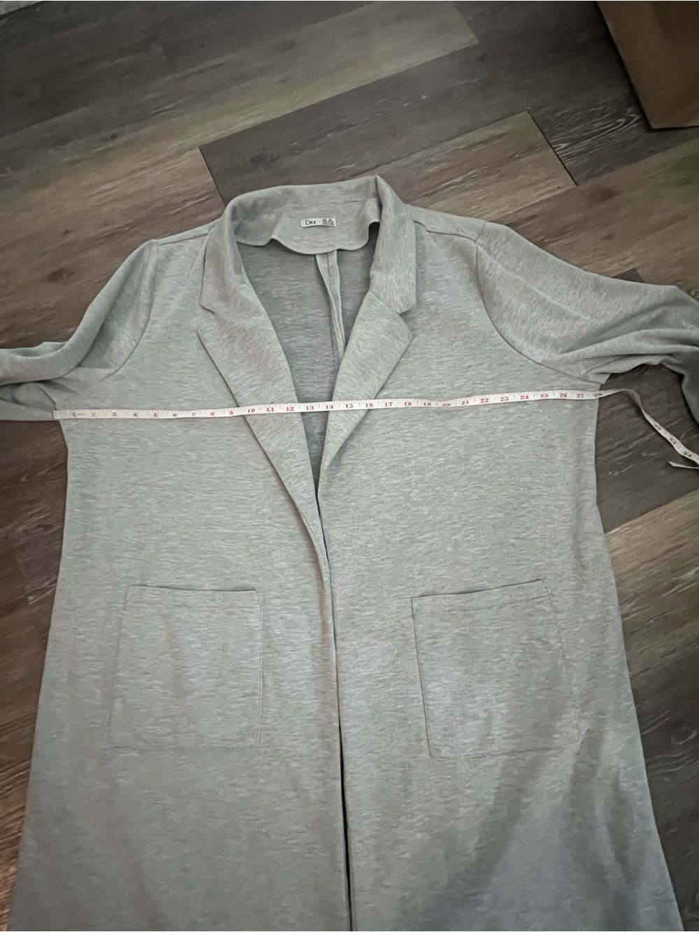 DEX Plus 3X Gray Knit Duster Cardigan Jacket Notch Lapel Pockets - Picture 4 of 10